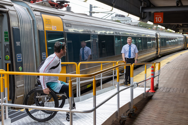 A customer leaves the service using a Platform Ramp.