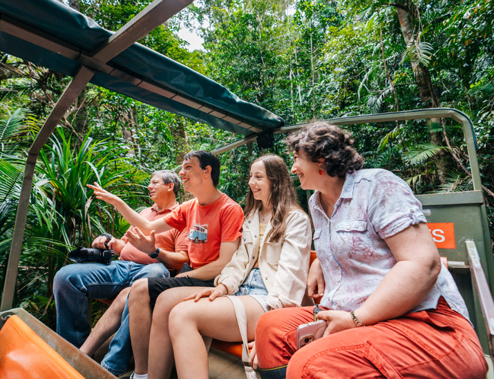 Passengers aboard the Army Duck rainforest tour