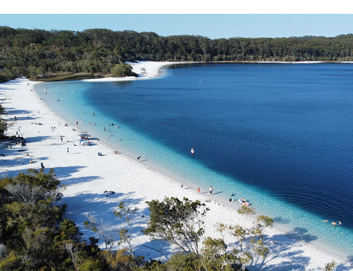 People holidaying on the shores of Lake Mackenzie