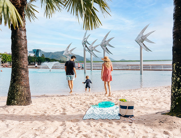 Family playing Cairns Esplanade Lagoon